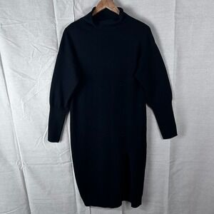 Anthropologie Line and Dot Black Sweater Dress Merino Wool Blend Womans Size XS